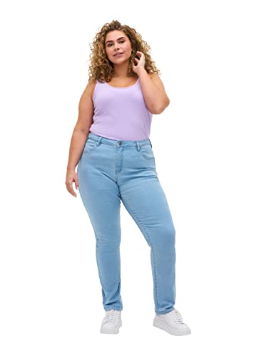 Zizzi Damen Große Größen Emily Jeans Slim Fit Gr 42W / 82 cm Ex Lt Blue