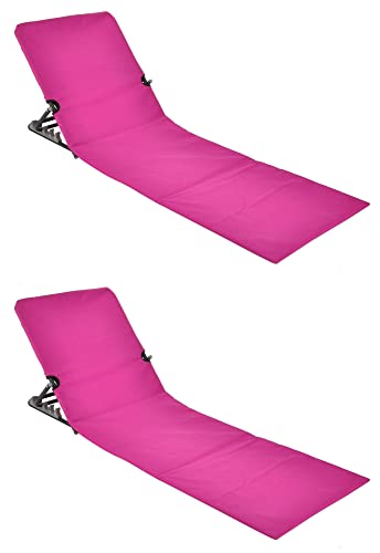 Benelando 2X Strandmatte in pink faltbar mit Rückenlehne - Gartenliege Sonnenliege Matte Strand Liege