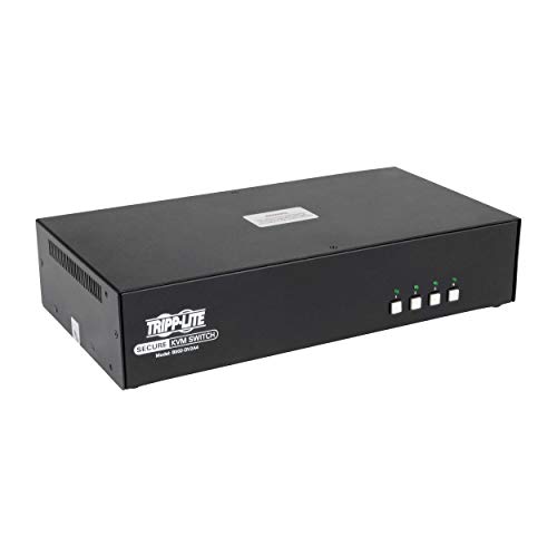 Secure KVM Switch 4-Port Dual Monitor DVI + Audio Niap Pp3.0