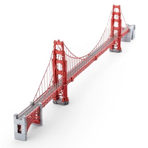 Metal Earth Fascinations PS2013 Metallbausätze - Wahrzeichen Golden Gate Bridge, lasergeschnittener 3D-Konstruktionsbausatz, 3D Metall Puzzle, DIY Modellbausatz mit 2.5 Metallplatinen, ab 14 Jahre