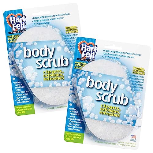 HartFelt Body Scrub ovales Peeling-Schwamm-Pad, hergestellt in den USA, reinigt und erfrischt Körper, Rücken, Arme, 2 Stück