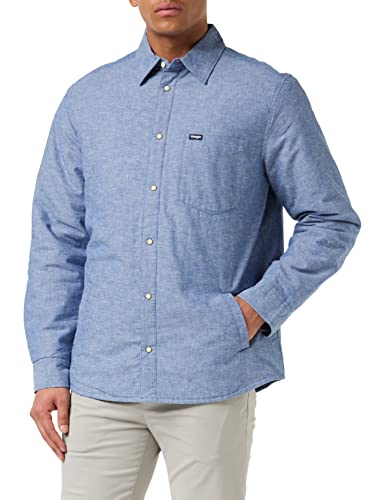 Wrangler Men's Shacket Shirt, Stone WASH Blue, X-Large