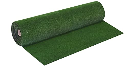 ANRO Kunstrasen Rasenteppich Drainage 7mm Höhe Bodenbelag für In-/Outdoor Bereich Grün Größe 400x100cm