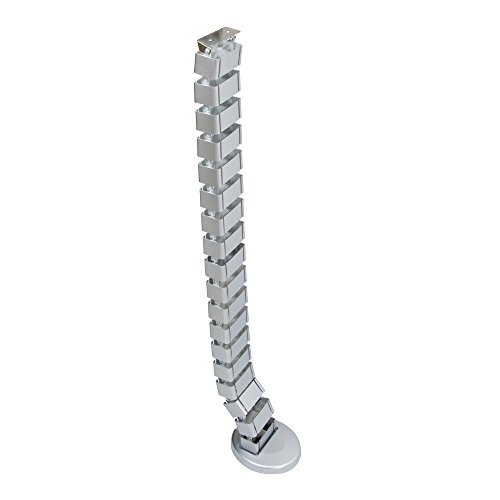 Emuca 3196725 Flexible vertikale Kabelführung aus grau metallisiertem Plastik zur Organisation der Kabel bei Tischen und Schreibtischen