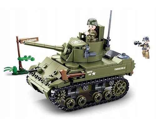 BirnePower Klemmbausteine Spielbausteine Spielset Militär Army Soldaten Bausatz Spielfigur 344 Teile Panzer Tank M5 Stuart Bausteine Spielzeug G158020