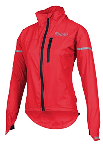 SIKMA Damen Mädchen Radjacke Damen Regenmantel Weibliche Wasserdicht Wasserabweisend Jacke Laufen Casual Top Outdoor, rot, 42