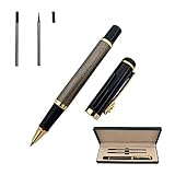 Accod Metall-Tintenroller Business Signature Pen fließendes Schreiben Stift mit zwei 0,5 mm schwarzen Minen Geschenkbox (Silber)