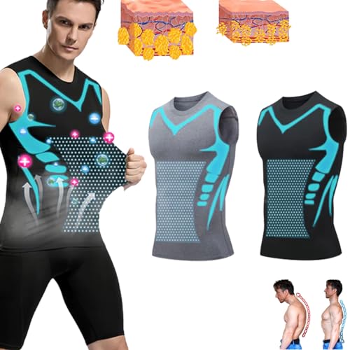 Gfouk Menionic Turmalin-Haltungskorrekturweste, Lucky Song Ionic Shaping Vest Men, Ionic Shaping Sleeveless Shirt (S,2Pcs-A)