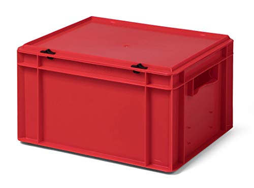 Design Aufbewahrungsbox mit Deckel | Stapelbox stapelbar | 5 Farben | 8 Größen (40x30x22 cm, rot)