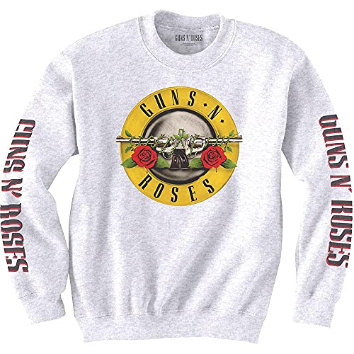 Guns N Roses Sweatshirt Classic Band Logo Nue offiziell Weiß Unisex M