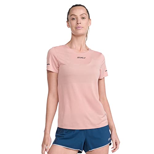 2XU Damen Light Speed Tech Tee T-Shirt mit kurzen Ärmeln, Bloom/Black Reflective, XS