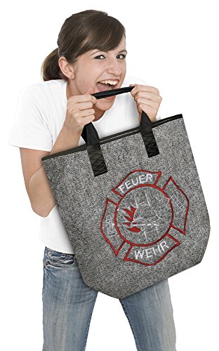 Fan-O-Menal Shopper Tasche Bag Einkaufstasche Filztasche mit Stickmotiv - Feuerwehr - 26131