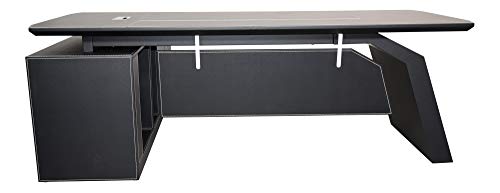 Jet-line Chef Schreibtisch Pittsburgh 2,2 m Büromöbel Büro Ausstattung Eckschreibtisch mit Sideboard in schwarz hochwertig Winkelschreibtisch Office Black