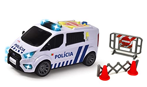 Dickie Toys Furgon Polizei Portugiesisch Spielzeug 28 cm, mit Licht und Ton, Öffnung der hinteren Türen, ab 3 Jahren (203715013027)