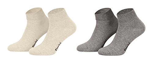 Piarini 8 Paar kurze Socken Kurzsocken Quarter Socken für Damen Herren - dünn ohne Gummibund - 4 Paar beige/ 4 Paar grau 47-50