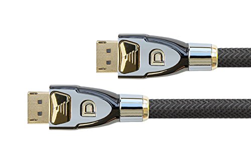 PYTHON Series PREMIUM DisplayPort 1.2 Anschlusskabel - 4K2K / UHD - 3-fach Schirmung, Vollmetallstecker, vergoldete Stecker + Verriegelungsschutz - KUPFERLEITER - 3D - Nylongeflecht - schwarz, 1m
