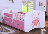 3-teiliges Set Jugendzimmer Kindermöbel Zimmermöbel 160 x80 (Bärchen mit Herz rosa)