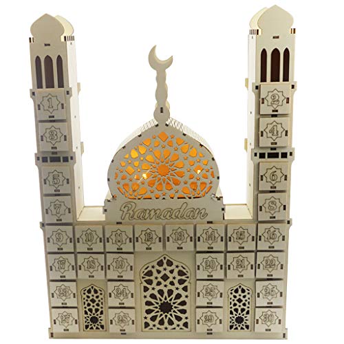 Ramadan Countdown-Kalender, Holz, Eid Mubarak, Ornament, Holzschublade für Zuhause, Party, Dekoration