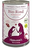 Herrmanns Bio Hundefutter Rind Menu 1 mit Buchweizen, Apfel, Birne 400 g, 12er Pack (12 x 400 g)
