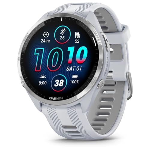 Garmin Forerunner 965 Quarz Smartwatch für Unisex, Whitestone/Powder Grey