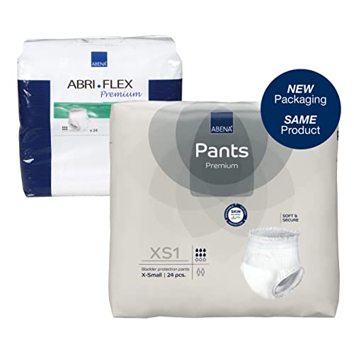 Abena Pants Premium Inkontinenz-Hose, Inkontinenz-Hose für Damen und Herren, diskret, schützend, atmungsaktiv, bequem - XS 1, 45-70 cm Taille, 24 Stück