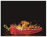 ARTland Spritzschutz Küche aus Alu für Herd Spüle 70x55 cm (BxH) Küchenrückwand mit Motiv Essen Lebensmittel Gewürze Chili Flammen Modern Dunkel Rot S7PR