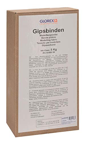 Glorex 6 9502 86 - Gipsbinden Großpackung 3 kg, Modelliergewebe ideal für den Modellbau, Masken, Dekorationen und für den Abdruck vom Babybauch