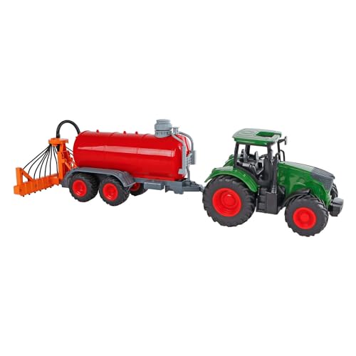 Kids Globe Farming Tractor met giertank groen/Rood 49cm 540521