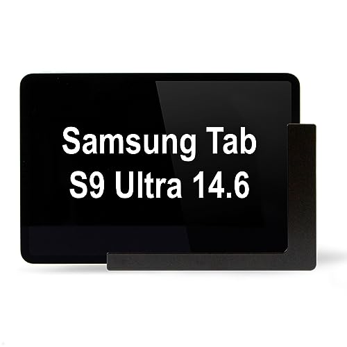 TabLines TWP031 Wandhalterung inklusive Ladefunktion über integrierten USB-C Adapter für Samsung Tab S9 Ultra 14.6 (schwarz)