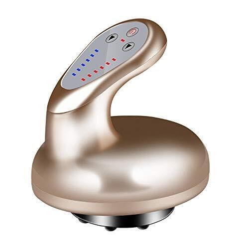 Elektronische Schröpftherapie Schröpftherapiegerät, mit Wärme- und Saug-Haushalts-Meridian-Schabeinstrument, weiß, einsteckbar (Color : Gold, Size : Plug in)