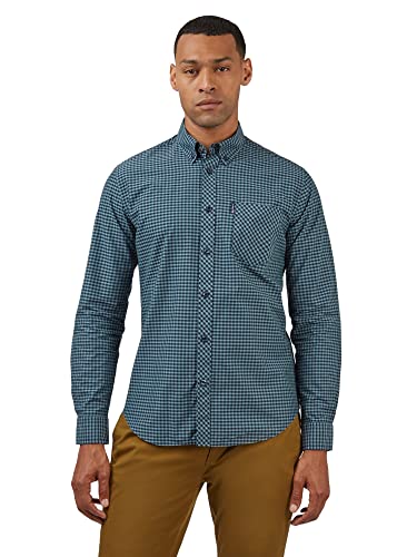 Ben Sherman Kurzärmeliges Herren-Hemd mit Knopfleiste, Dark Emerald, M