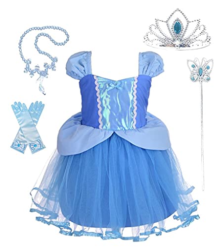 Lito Angels Prinzessin Cinderella Kleid mit Zubehör für Kleinkind Mädchen, Aschenputtel Halloween Kostüm Karneval Party Verkleidung Geburtstagskleid, Größe 18-24 Monate 86 92