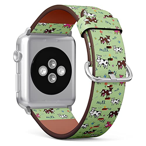 IKIKI-TECH Kompatibel mit Apple Watch Armband 38 mm, 40 mm, 41 mm (lustige Farbe Kühe Muster) Ersatzarmband aus veganem Leder für iWatch Serie 8 7 6 5 4 3 2 1 Ultra SE