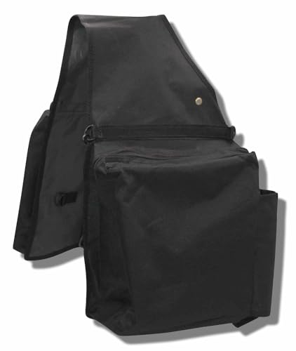 AMKA Satteltasche Packtasche für Pferde mit 2 Taschen und 2 Flaschenhalterungen, schwarz