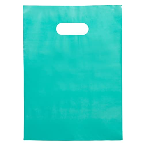 100 Taschen für kleine Unternehmen, 1,5 mm, 22,9 x 30,5 cm, Merchandise-Taschen, extra dick, glänzend, Dankes-Taschen und Einkaufstaschen, Blaugrün