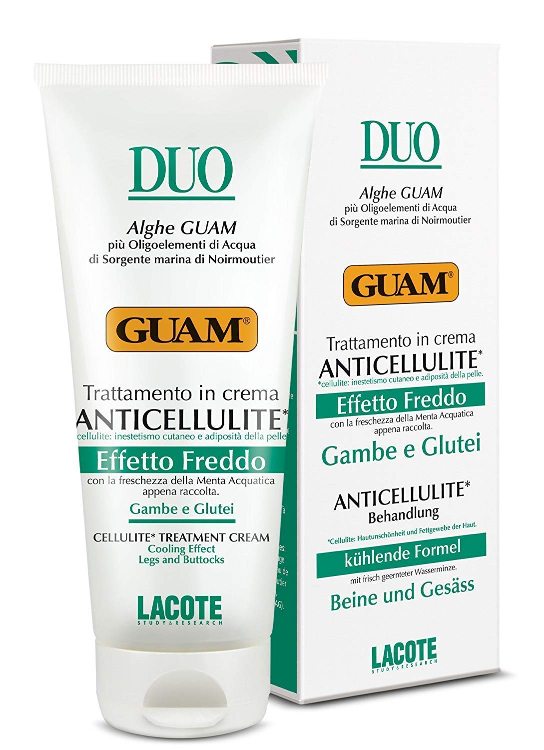 Guam, Anticellulite Körper Duo Behandlung, Kaltwirkende Creme gegen Cellulite und Hautfett, Made in Italy, 200 ml Flasche