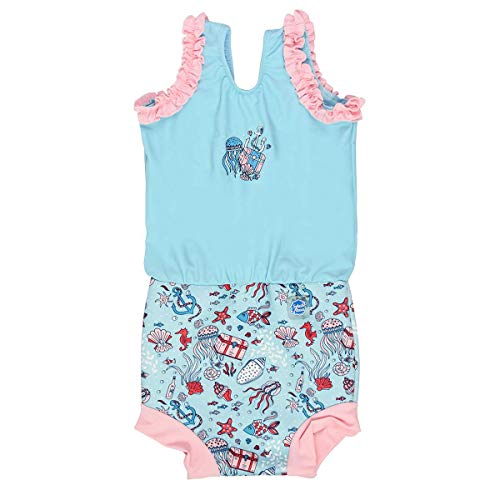 Splash About Baby Girls Costume Happy Nappy Badeanzug mit Schwimmwindel, Hidden Treasure, 6-14 Monate