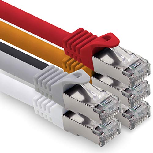 7,5m - 5 Farben 01 CAT.7 Computer Ethernet Kabel Netzwerkkabel (Rohkabel) Patchkabel S-FTP LSZH PIMF 10GB s RJ45 Stecker Cat6a