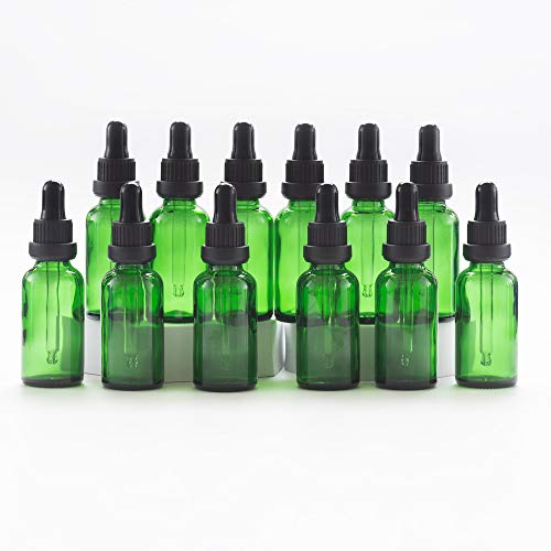 YIZHAO Pipettenflasche 30ml Grüne, Apothekerflasche mit [Dropper Pipette Glas], Tinktur Flaschen für Ätherische Öl,Parfümöle,Aromatherapie,Düfte,Flüssigkeit – 12Pcs