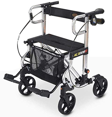 Rollator Walker Senioren Walker Leichte Gehhilfe Mobilität Faltbar mit Sitz und Tasche 4 Räder für ältere Menschen