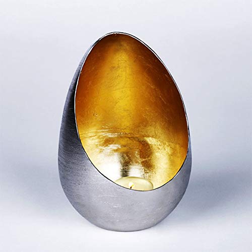 Lambert - Casati - Windlicht - Eisen/Blattmetall - Gold gebürstet - (HxD) 20 x 13,5cm - Groß