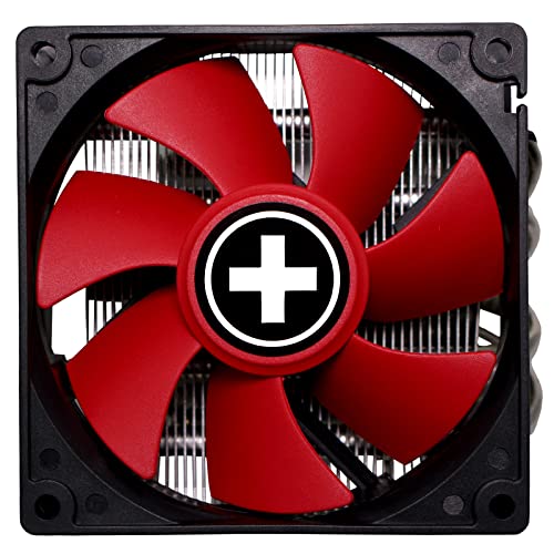 Xilence A404T AMD CPU Kühler, Top Blow, 92mm PWM Lüfter, 125W TDP, rot/schwarz/silber