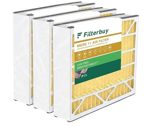 Filterbuy 16 x 25 x 3 Luftfilter MERV 11 Allergenabwehr (3er-Pack), plissierter HVAC AC Ofen-Luftfilter Ersatz für Trion Air Bear 255649-101 (tatsächliche Größe: 39 x 61 x 7 cm)