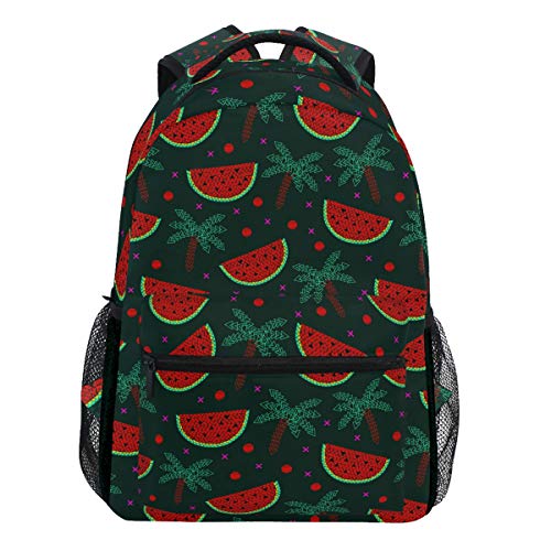 Oarencol Rucksack mit tropischen Palmen, Wassermelonenscheiben, geometrisch, für Reisen, Schule, Hochschulen, für Damen und Herren