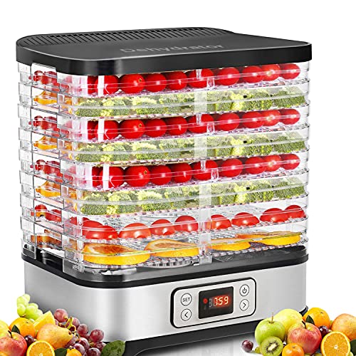 COOCHEER Dörrautomat Dörrapparat für Obst und Gemüse, Lebensmitteltrockner, 400W, LCD-Display, Temperatur einstellbar