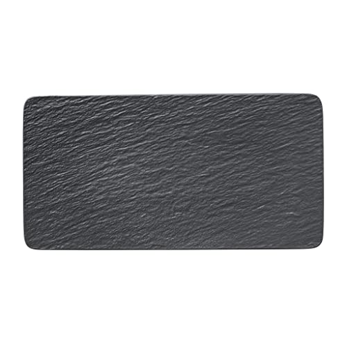 Villeroy & Boch 10-4239-2281 Manufacture Rock Servierplatte rechteckig, formschöne Präsentationsplatte aus Premium Porzellan, spülmaschinenfest, schwarz