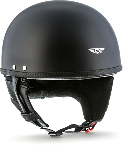 MOTO Helmets® D22 „Matt Black“ · Brain-Cap · Halbschale Jet-Helm Motorrad-Helm Roller-Helm · Fiberglas Schnellverschluss SlimShell Tasche M (57-58cm)