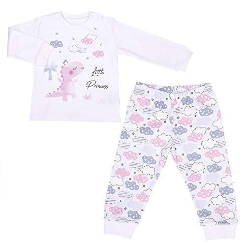 Zweiteiliger Little Princess Pyjama für Mädchen Langarm Schlafanzug von 80 bis 92 Ecru 80