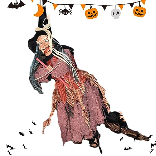Halloween Fliegende Hexe | Sprach- und Berührungssteuerung Schreiende Hexen mit Licht | Halloween-Hexen im Freien, sprachgesteuerte Halloween-Dekoration, Hexen-Halloween-Dekorationen im Freien Hamil
