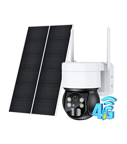 Ankway 2K 4G Überwachungskamera Aussen WLAN Akku, Kabellose Überwachungskamera Solar mit Farbnachtsicht, PIR-Personenerkennung, Sirene/Weißlichtalarm, 355°/90° Pan Tilt, 2-Wege-Audio, Cloud/SD-Karte